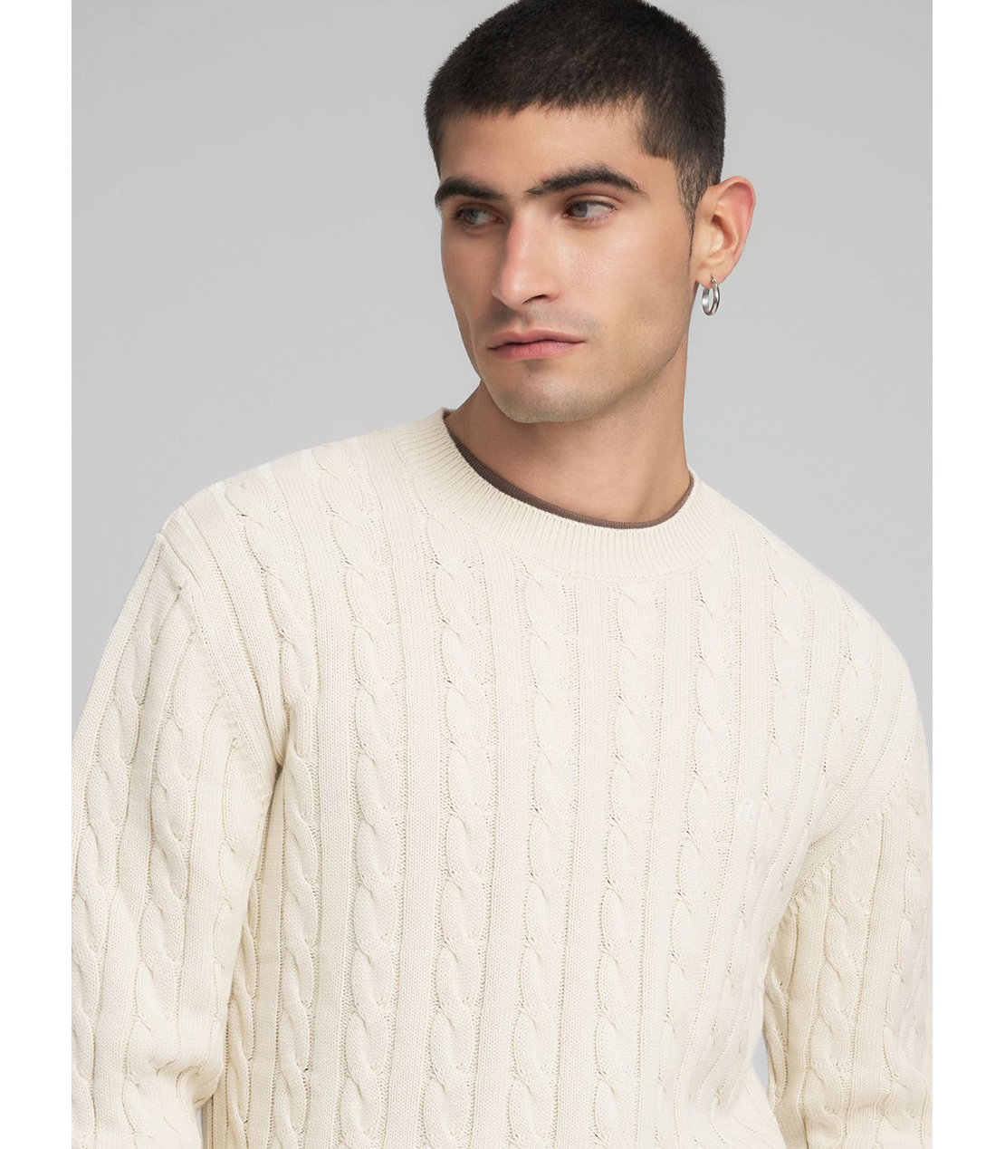 ケーブル編みコットンプルオーバー 詳細画像 アイボリー 5